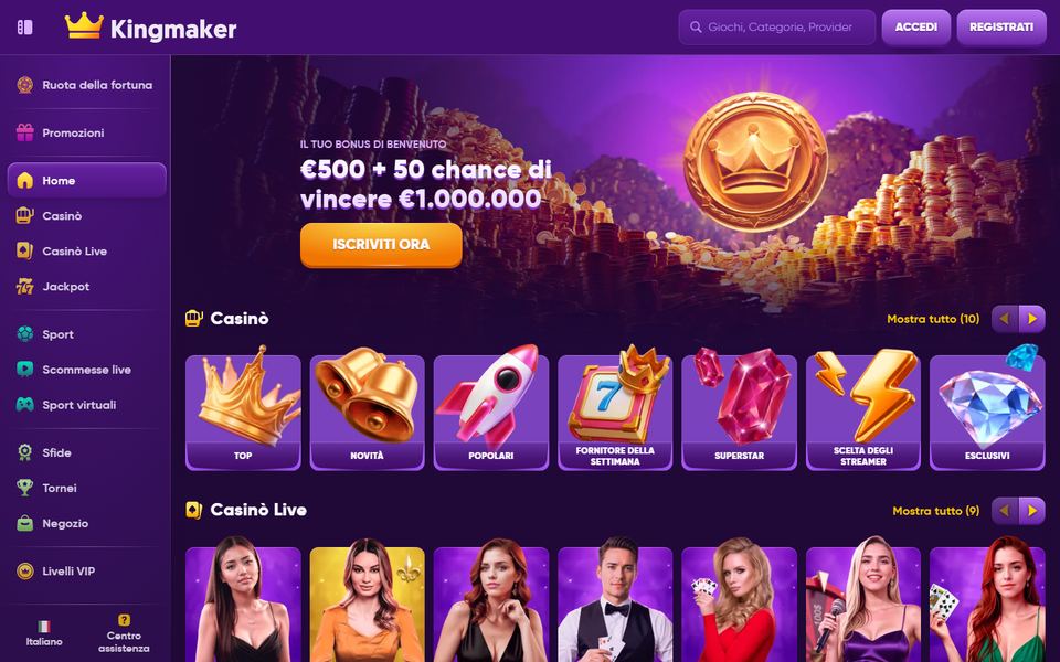 Kingmaker Casino — lobby